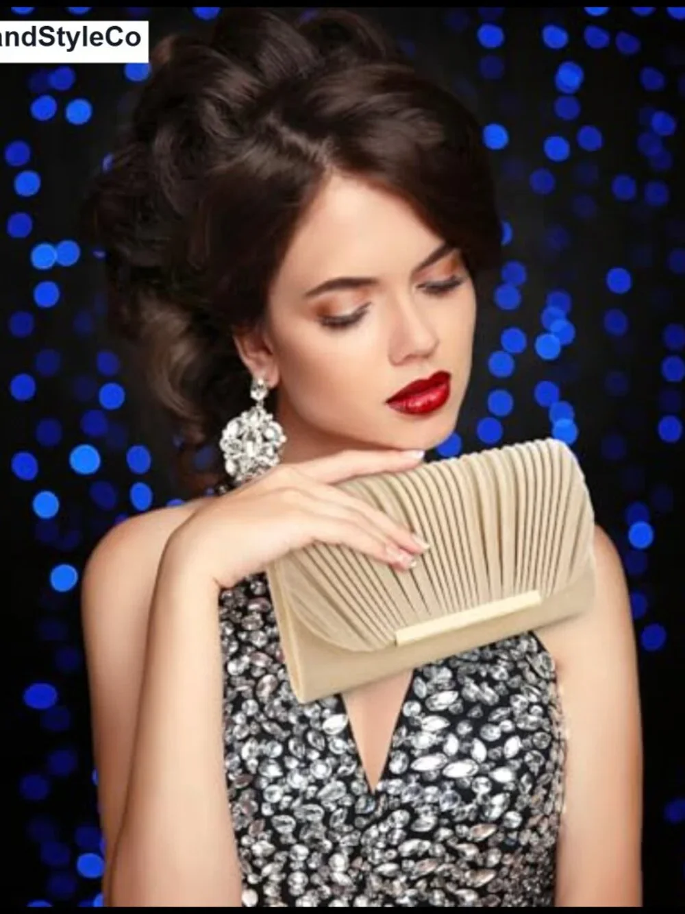Women Velvet Faux Suede Envelope Clutch Evening Bag with Chain